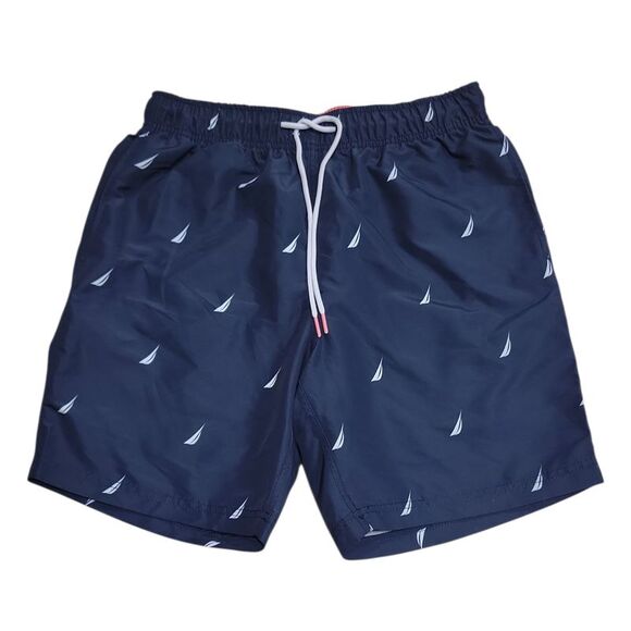 Nautica Men's 7.5" Quick Dry Inner Liner Drawstring Swim Trunk - Navy - Picture 1 of 2